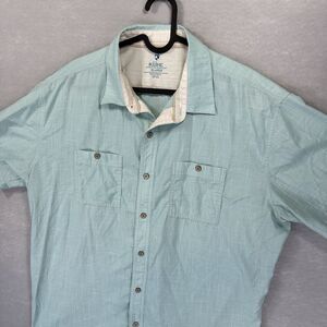 KUHL Mens Karib Short Sleeve Shirt Ocean Green Button Up Size XL Blended